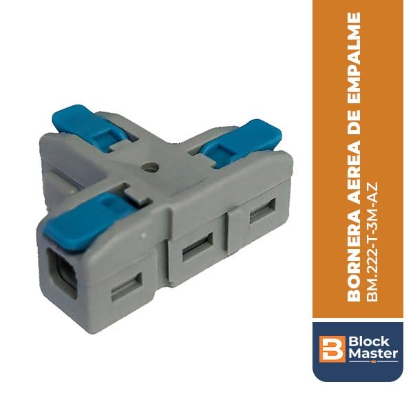 222-T-3M-AZ BORNERA AEREA DE EMPALME MODULAR TIPO T, AZUL, 0.02mm2-4mm2