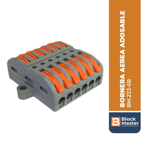 BM.223-6B BORNERA AEREA/ADOSABLE DE EMPALME, SEIS FASES, NARANJA, GRIS, 0.08mm2-4mm2